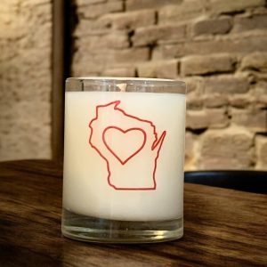 Wisconsin Home Heart Votive Candle
