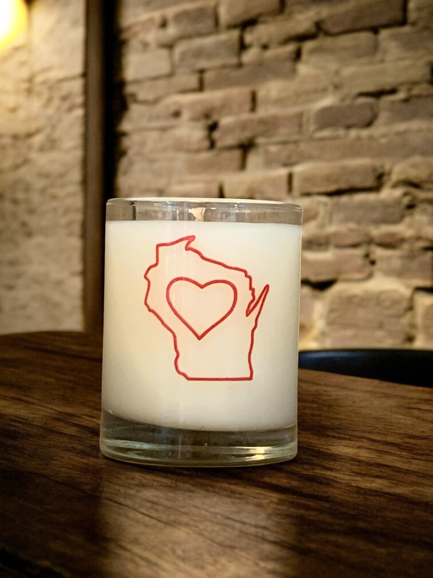 Wisconsin Home Heart Votive Candle